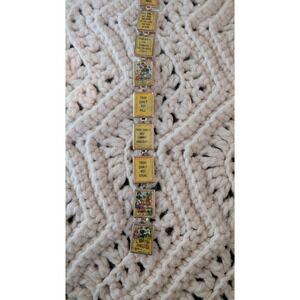 VINTAGE Lenticular TEN COMMANDMENTS Flicker Holographic Charm Tie Clip Bracelet